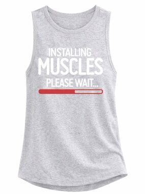 Heather Gray “Installing Muscles Please Wait” SIZE SMALL Tank